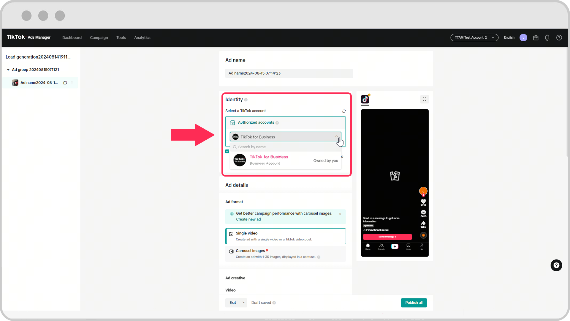 Create direct messaging ads screenshot 2